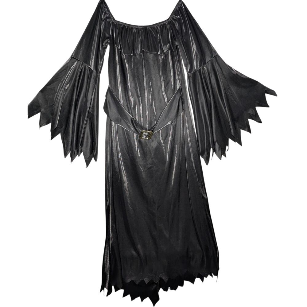 California Costumes Women Gown Plus OS Black Shimmer Elegant Witch Jagged Sleeve